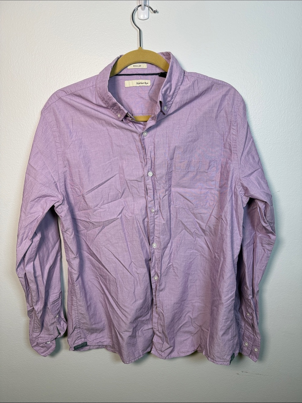 Hawker Rye Casual Lavender Button-Down Shirt Size Large